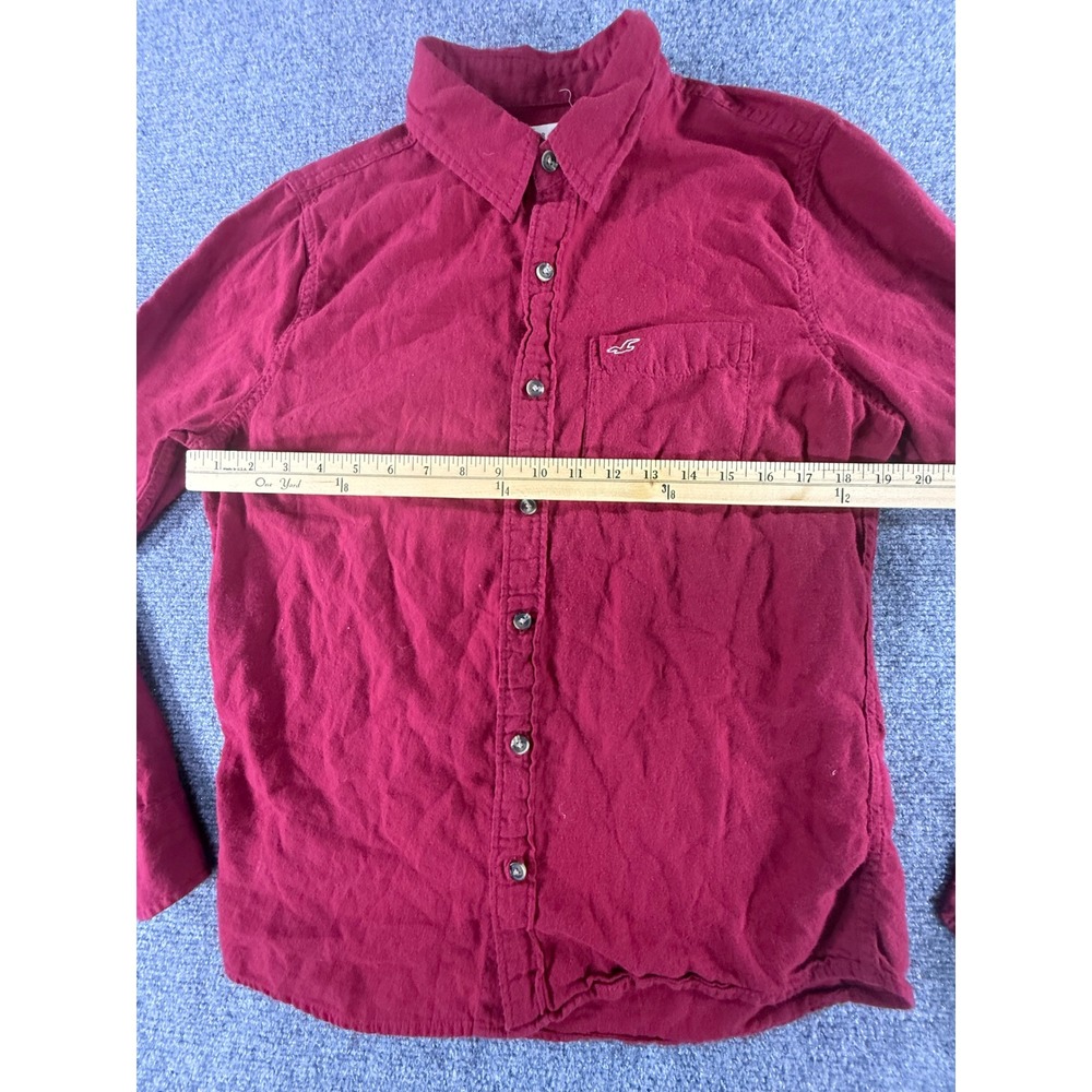 Y2K Hollister Womens Small Red Flannel Button Down Long Sleeve Seagull Logo - Picture 6 of 6